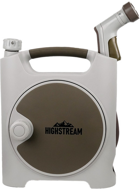 하이스트림 미니커버호스릴 10M 일체형디자인 세차 정원 베란다 전원주택 원터치워터건, 10m 브라운/그레이, 1개