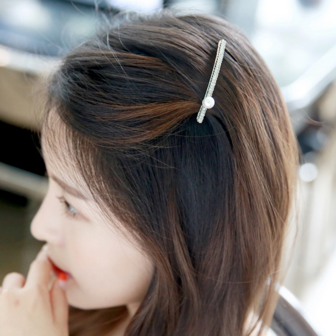 MISS21 아토닌 진주 큐빅 자동핀 머리핀 헤어핀 2개 세트 (hp1923)