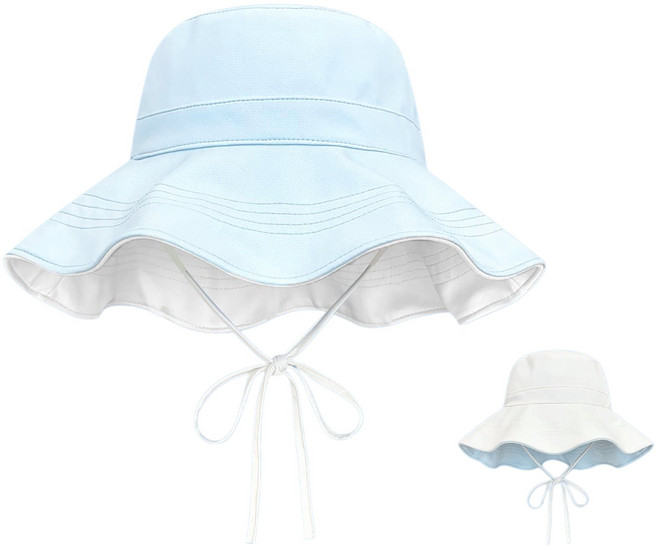 HALOPICK 여성 리버시블 버킷햇 양면 와이드챙 끈 모자