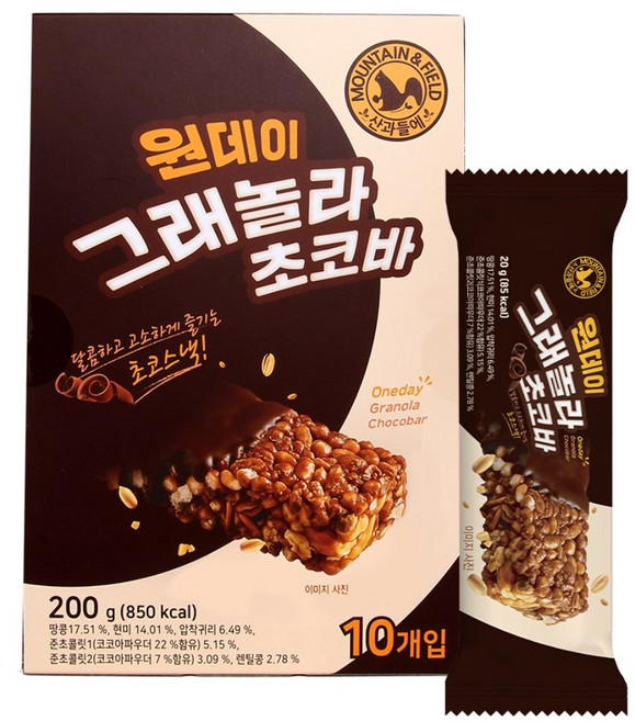 산과들에 원데이그래놀라초코바 20g 10개 세트, 3세트