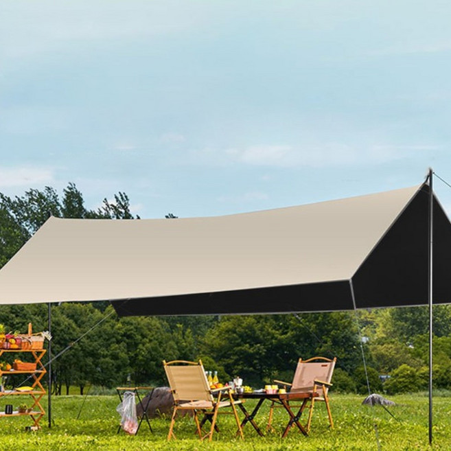 태월 블랙코팅 타프 캠핑 옥스포드210D대형 타프세트 방수 99%자외선 차단 휴대용 천막 카키, 4*6m(고급형 단조펙+망치+파우치)