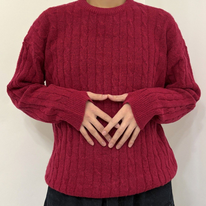 Wear.D 남성 헤비 워머 케이블 니트 4 COLOR 남자 니트 루즈핏 라운드 웨어디