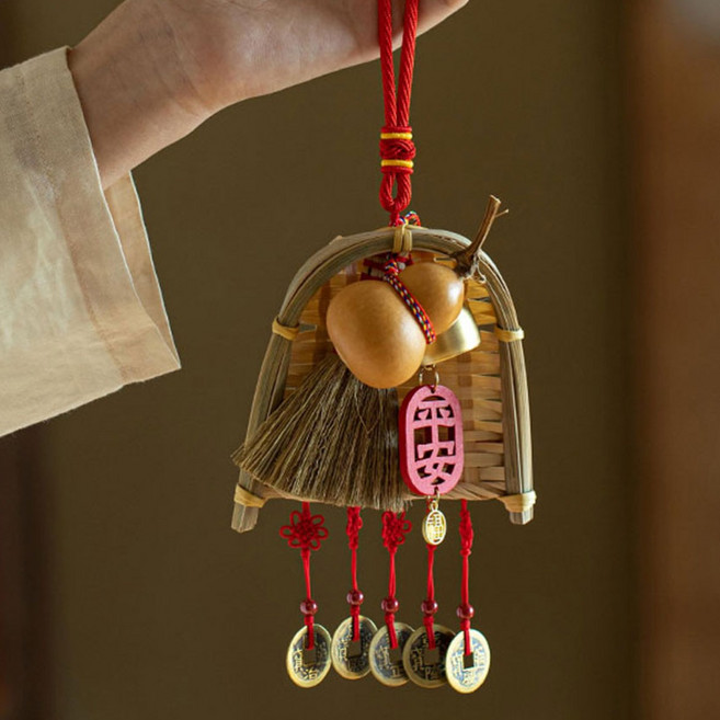 [운수대통] 다온미 금전운 액막이 미니 복조리개 엽전 세트, 레드