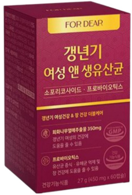 갱년기유산균 yt1 식약청 인증 메노락토프리미엄 갱년기 여성앤 생유산균 세트상품[선택:옵션1/옵션2], 60정, 1개