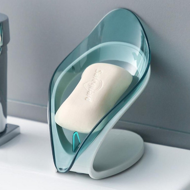 오즈니 가심비 물빠짐 나뭇잎 비누받침대, 블루, 1개