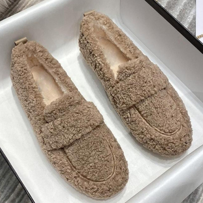 ZAJA 여성 양털 로퍼 보온 데일리 슈즈 겨울 방한 기모 플랫 단화