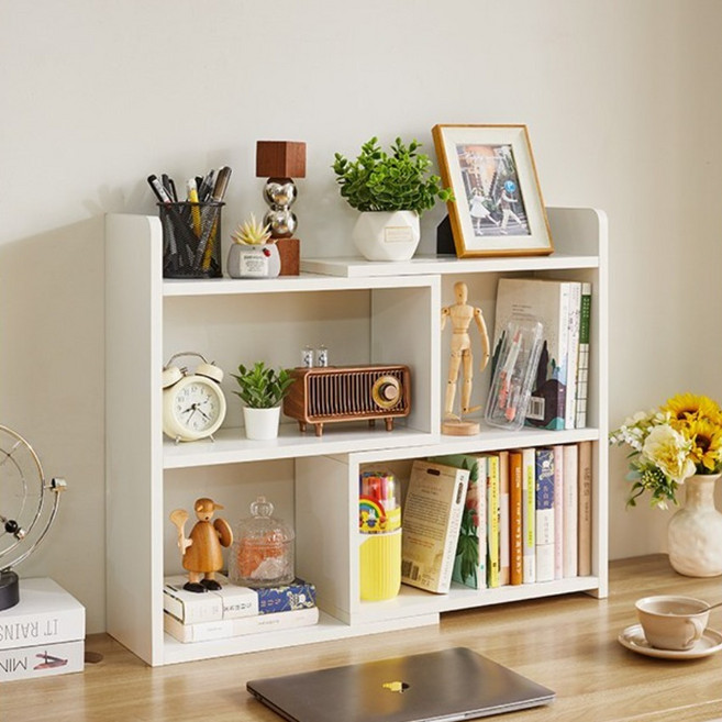 에코소라노 폭조절 책장 책꽂이 공간 수납 다용도 선반 길이조절, 3단, 화이트HG-3005