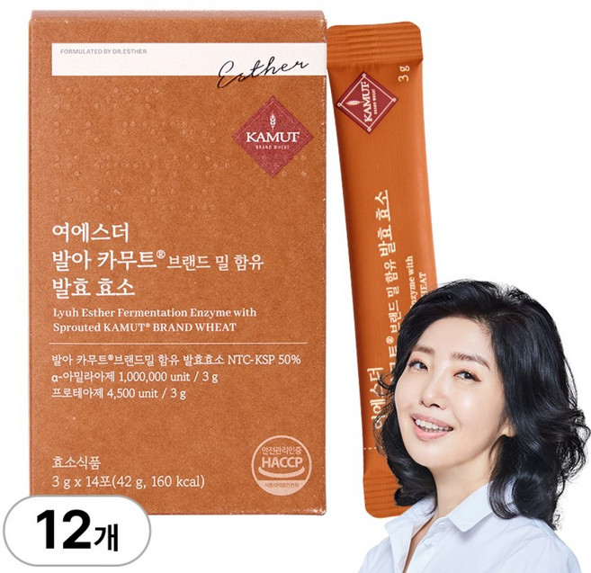 본사직영 여에스더 발아 카무트® 브랜드 밀 함유 발효효소(100만 unit 효소역가) 국민영양 프로젝트, 12박스, 14회분