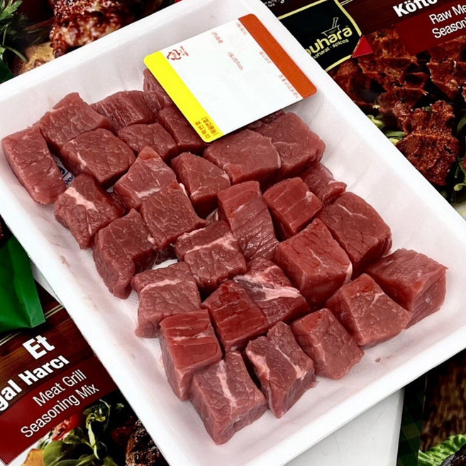 Halal Australian Premium Fresh Boneless Beef Cubes 하랄 냉장 프리미엄 호주산 순살 소고기 큐브, 1개, 500g