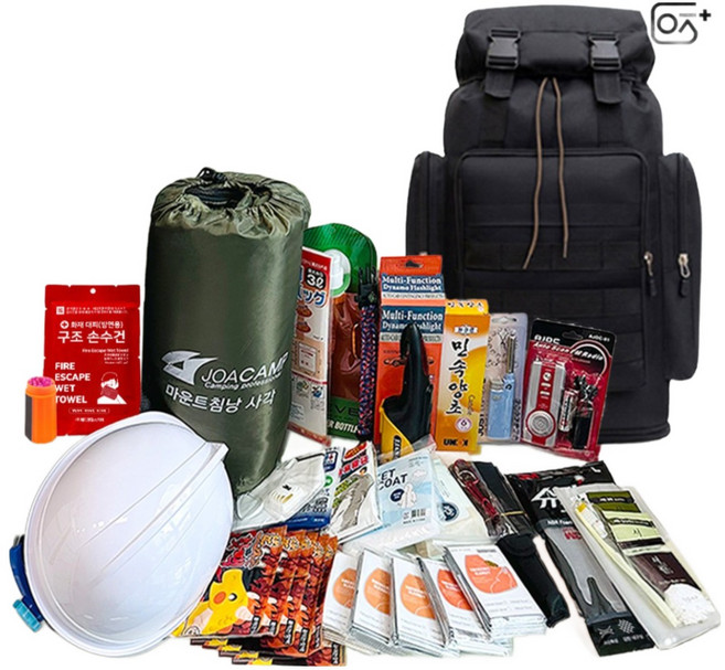 안전닷컴 재난 피난 배낭 지진 전쟁 생존 가방 23종-서바이벌 풀세트, 2.확장형 블랙, 1세트