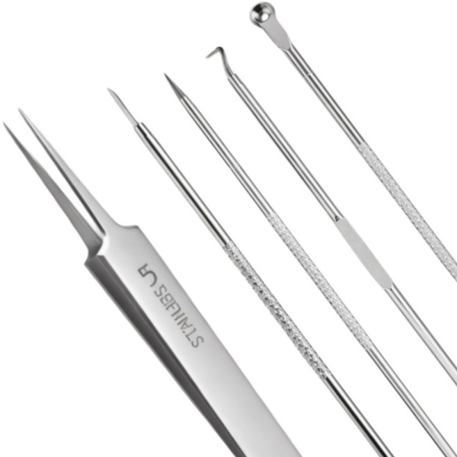 비워즈 전문가용 프리미엄 블랙헤드 정밀 피지 핀셋 세트, 1개, 1자핀셋