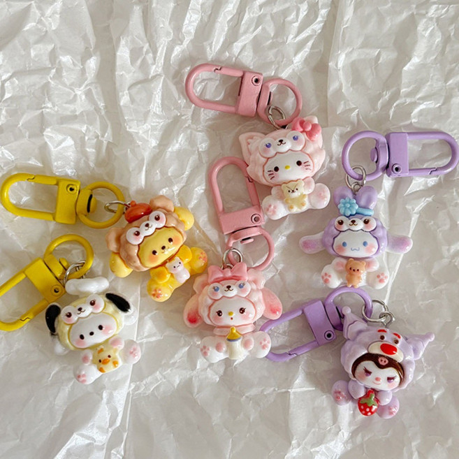 모모상점 귀여운 코스튬 미니 피규어 키링 가방꾸미기 열쇠고리 5p 6p 1세트