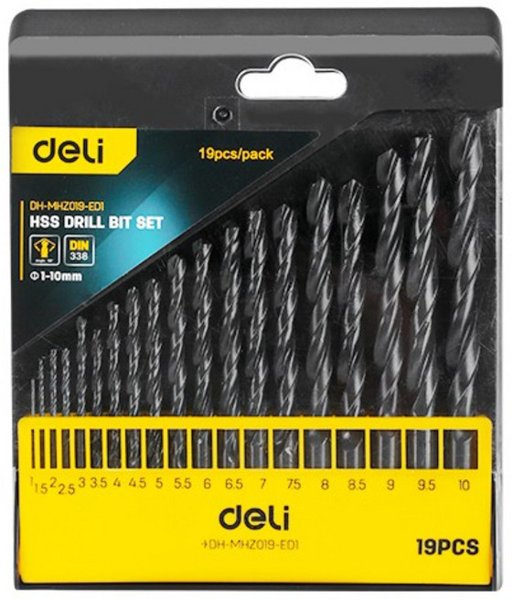 델리툴즈 HSS 드릴 비트 19종 세트 전동 드릴날, 드릴비트 19종 세트 (EDH-MHZ019-ED1), 1개