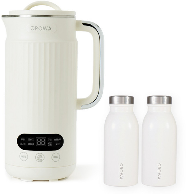 오로와 이지밀 푸드메이커 프로 세트(텀블러 2개포함) 대용량 이유식 검은콩 콩국물 죽 두유제조기 1000ml, 크림화이트