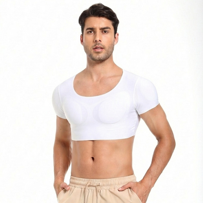 라온피플 몸짱 어깨 가슴 패드 보정속옷 크롭 티셔츠 머슬핏 이너 멸치탈출 이너