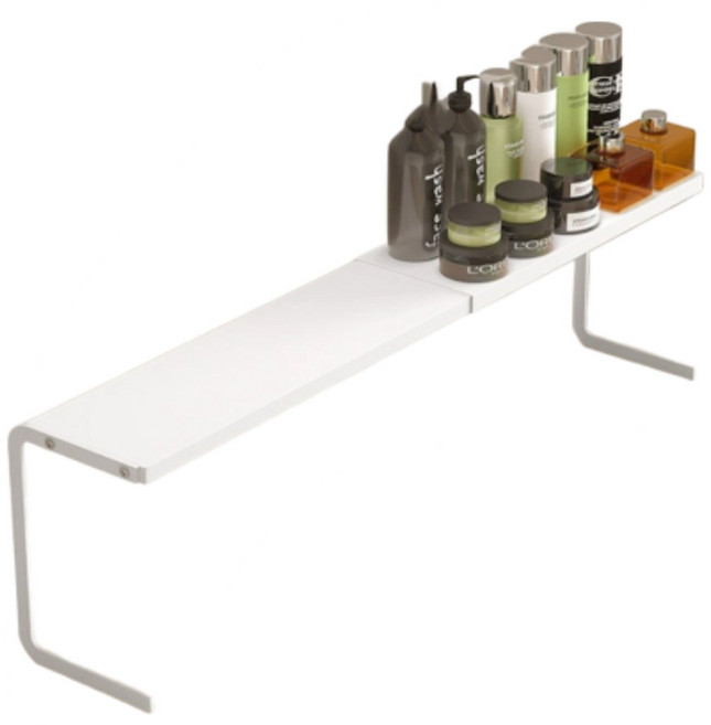 에브리샤인 조절식 1단 책상 정리 공간 수납 다용도 소형 선반, 1세트, 화이트