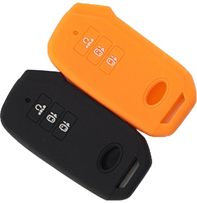 1+1 기아 K7 프리미어 쏘렌토 셀토스 올뉴 K3 쏘울 부스터 호환 7버튼 실리콘 케이스 VA-S45, 블랙, 오렌지