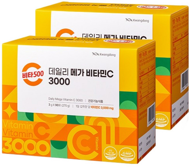 광동 비타500 데일리 메가 비타민C 3000 고함량 비타민c, 2개, 270g