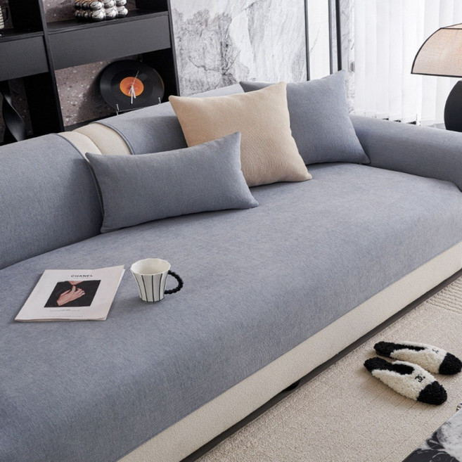 논슬립 방수 넓은 소파패드 토퍼 쇼파 매트 커버 미끄럼방지 3인용 4인용, 블루그레이