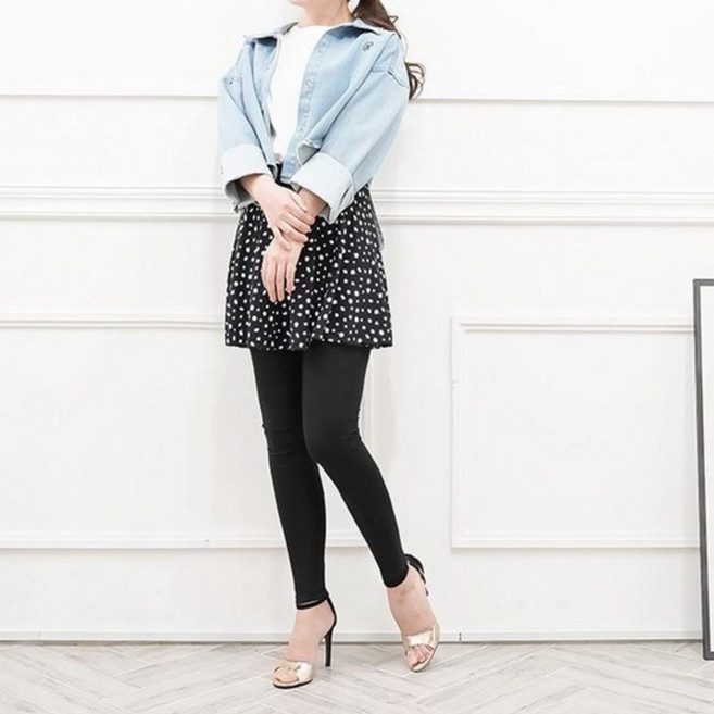 바닐라나인 국내생산 블라썸 후레아치마레깅스 플레어 치마레깅스