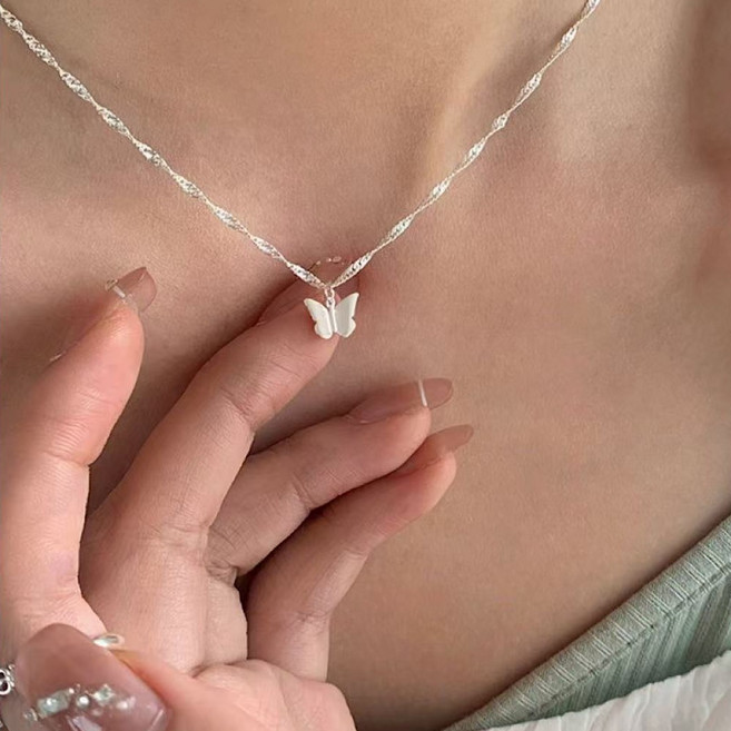 925실버 나비펜던트 포인트 은 목걸이