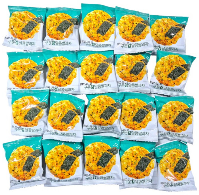 라니몰 구운김 달콤 쌀과자 100개 1KG BOX 대용량 김과자, 1박스, 1.1kg