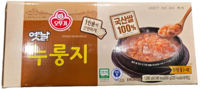 오뚜기 옛날 구수한 누룽지 60g 18개입, 1개
