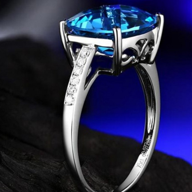 아쿠아마린 다이아몬드 Moissanite 반지 BAN-2561