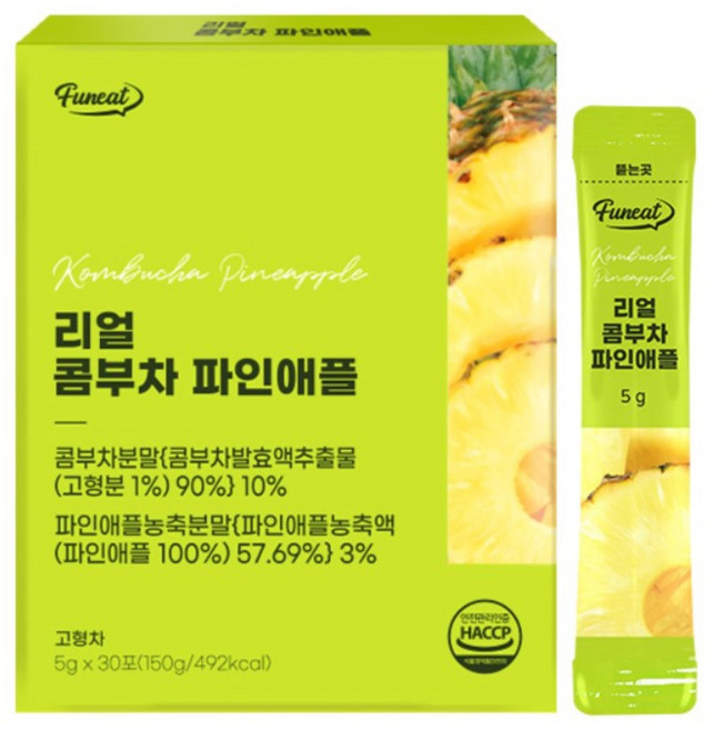 Funeat 康普茶沖泡飲 鳳梨口味, 5g, 30條, 1盒