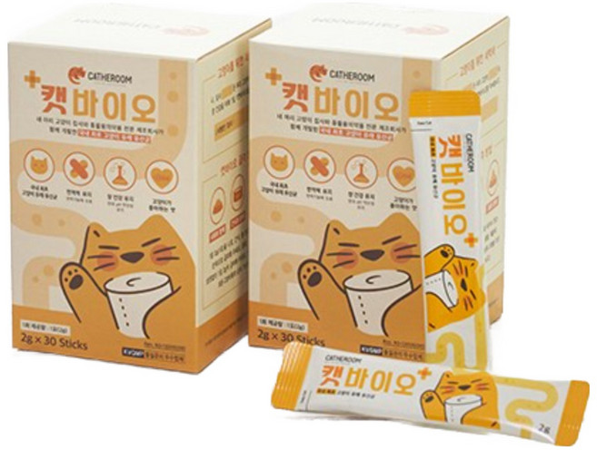 고양이 유산균 영양제 설사 변비 구토 면역력 장건강 프로바이오틱스 프리바이오틱스 파우더 캣바이오 1+1, 30회분, 장건강/유산균, 2개