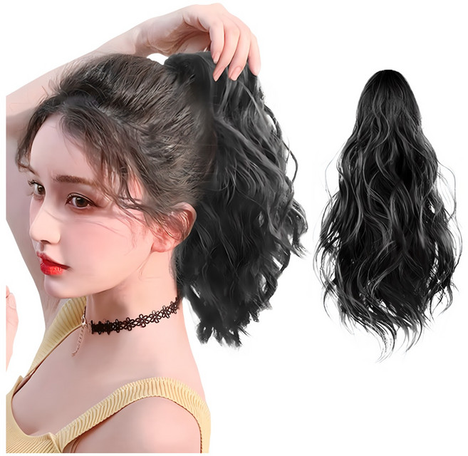 하이유니 채럿 히피 숏 포니테일 헤어피스 41cm, 1개, 브라운블랙