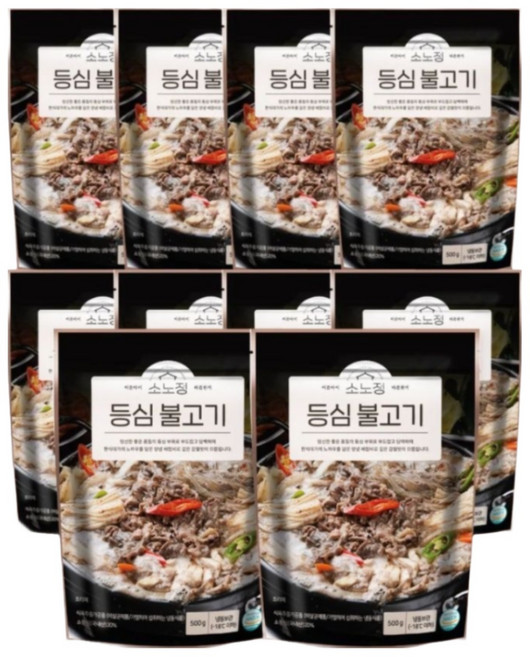 소노정 100% 국내산 소등심 양념 소불고기 뚝배기불고기 (냉동), 10개, 500g