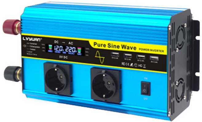 루앤 순수정현파 LCD 인버터 60hz 220V 캠핑용 차량용 차박 한국형 KC인증, 블루 용량 4000W 전압 12V, 1개