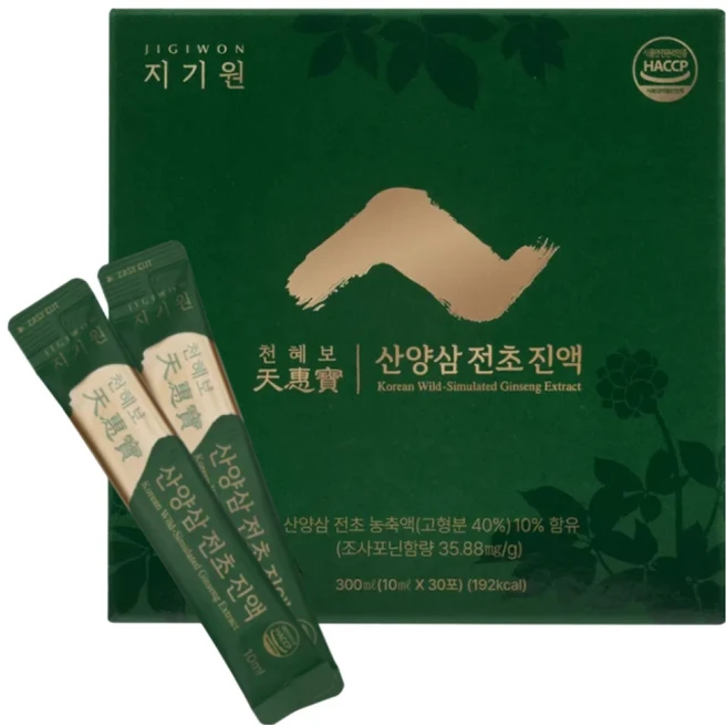 [국립산림과학원 공동개발] 지기원 천혜보 산양삼 전초 진액 농축액 스틱포 30포, 1박스, 300ml - 쿠팡