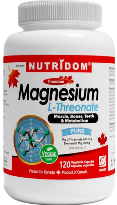 뉴트리돔 트레온산 마그네슘 L-트레오네이트 트리오네이트 Magnesium L-Threonate 120베지캡슐 캐나다 직구, 1개, 120정