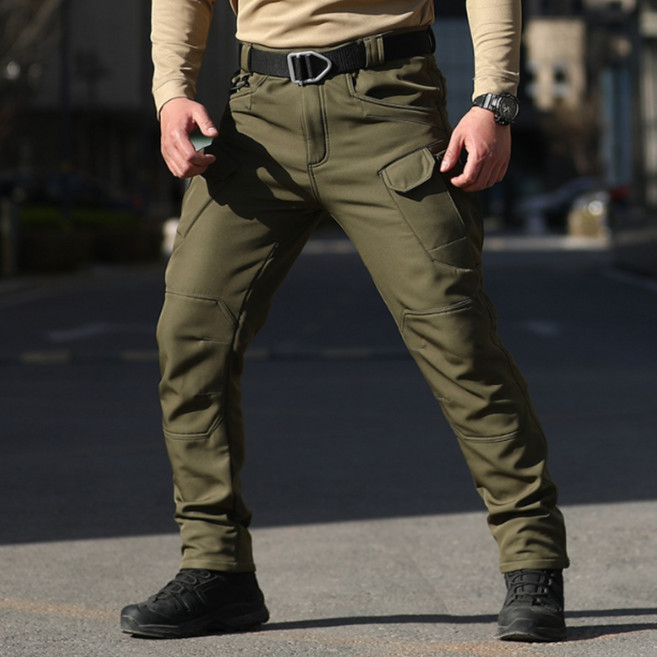1+1 기모 겨울 고급 스판 IX7 튼튼한 전술 바지 작업복 택티컬 등산 낚시 외출 방한 방풍 전술복, 32, 카키+카키(기모)