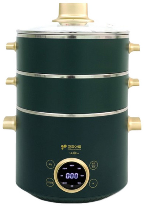 키친아트 멀티쿠커 2L + 2단 전기찜기, 그린골드 멀티쿠커 2L