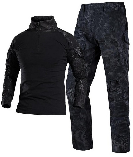 SET 택티컬 전술 컴뱃셔츠 긴팔+팬츠 세트 - 아웃도어 군인 간부 강철부대 캠핑 카고 바지, 타이폰
