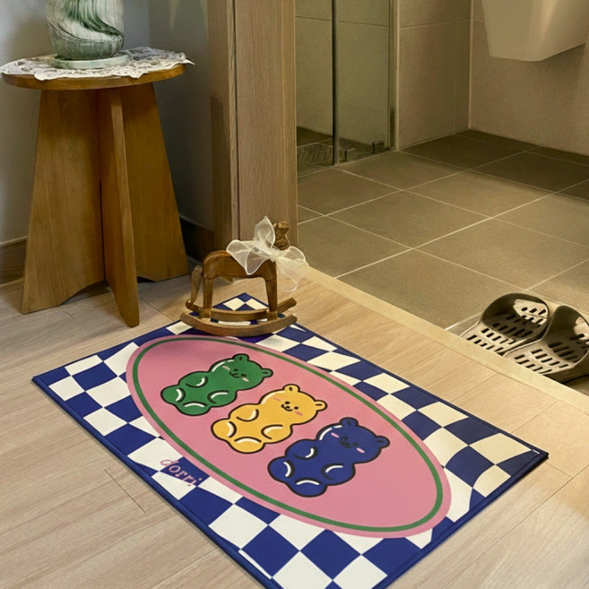 1+1 빨아쓰는 규조토 발매트 미끄럼방지 다용도 욕실 주방 매트, 2개, 1_곰돌이