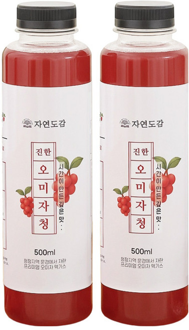 문경 오미자청 원액 엑기스 100% + 알룰로스 오미자분말 증정, 2개, 1개입, 500ml