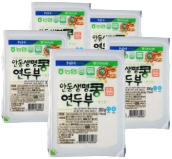 농협 안동생명콩 국산콩 연두부, 300g, 5개