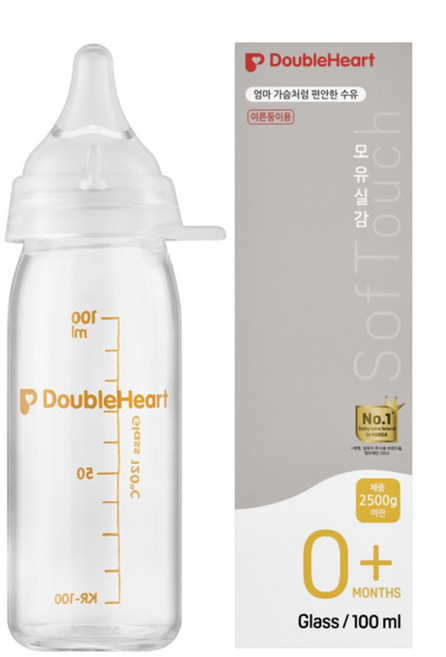 더블하트 모유실감 3세대 이른둥이 전용 젖병 100ml (3S젖꼭지 포함), 4개