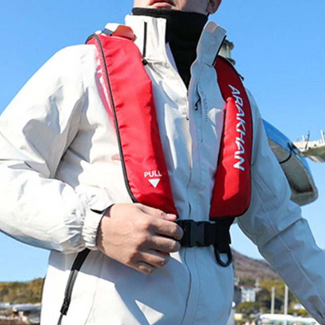 아라칸 가벼운 자동 팽창식 구명조끼 선상 낚시용 구명조끼 F003, 빨강