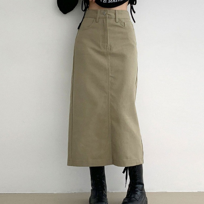 부기샵 숏&롱 2단기장 여성 롱 스커트 헤이블 코튼 롱 스커트