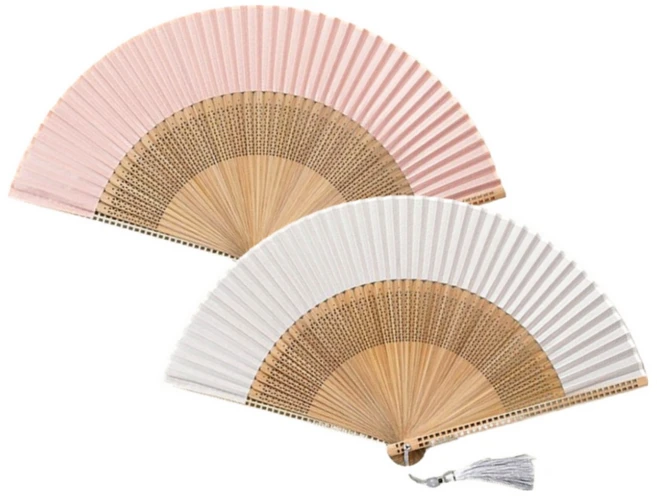 오디너리아틀리에 비비드 합죽선 부채 대나무 무지 접이식 너슬, 1세트, 핑크+화이트 - 쿠팡