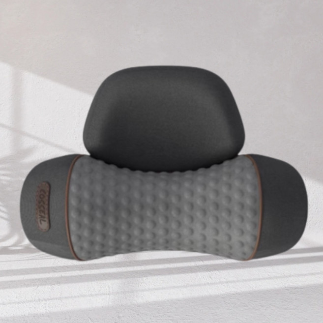 [조은살림]목마사지베개 뭉친 뒷목 3D 입체형 마사지 롤러 3단계 온열 찜질 뒷목 경직 근육이완, 클래식 그레이