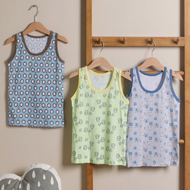 아동용 순면 애니멀 페이스 런닝 3종 세트