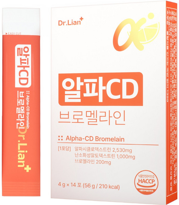 Dr.Lian 닥터리안 알파CD 브로멜라인 식약처인증 다이어트 식후케어 체지방 체중 혈당 관리, 1개, 14회분