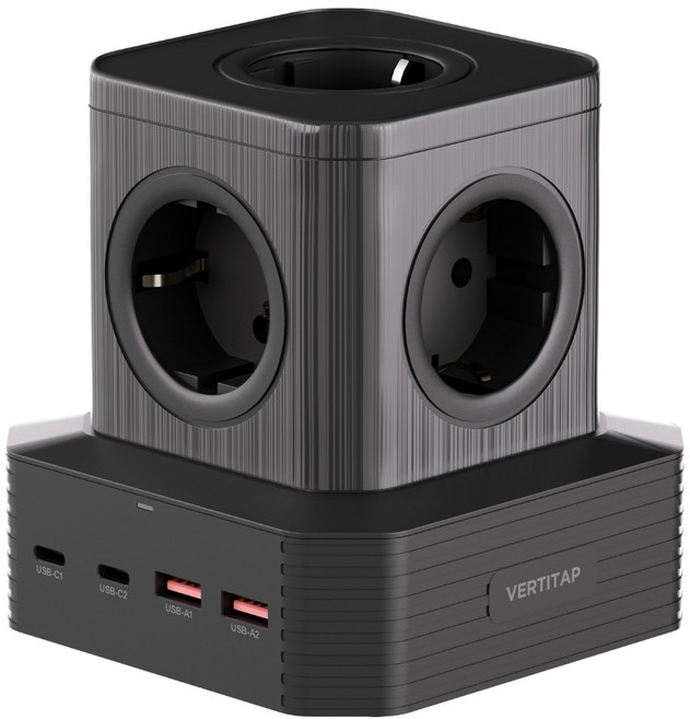 버티탭 버티컬 ultra65 고용량 타워 큐브 9구 멀티탭 4000W, 블랙, 1개