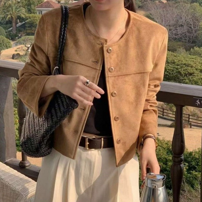 오르네트 여성 크롭 슬림 스웨이트 자켓